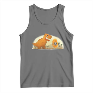 Dino Nuggets Chasing Cat Tank Top Funny Nugget Lover Gift TS12 Black Heather Print Your Wear