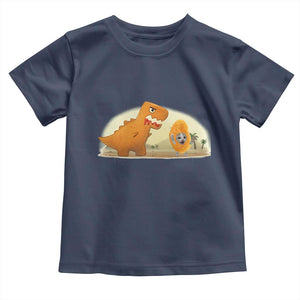 Dino Nuggets Chasing Cat Toddler T Shirt Funny Nugget Lover Gift TS12 Navy Print Your Wear