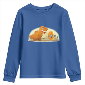 Dino Nuggets Chasing Cat Youth Sweatshirt Funny Nugget Lover Gift TS12 Royal Blue Print Your Wear