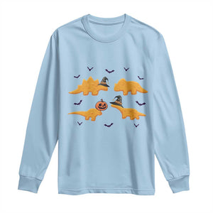 Halloween Dinosaur Nugget Long Sleeve Shirt Funny Spooky Food Gift TS12 Light Blue Print Your Wear