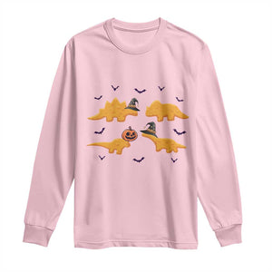 Halloween Dinosaur Nugget Long Sleeve Shirt Funny Spooky Food Gift TS12 Light Pink Print Your Wear