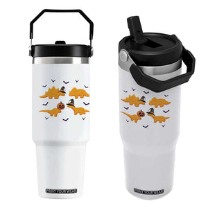 Halloween Dinosaur Nugget Flip Straw Tumbler Funny Spooky Food Gift TS12 One Size: 30 oz White Print Your Wear