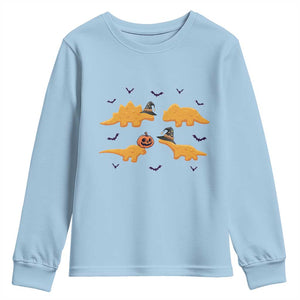 Halloween Dinosaur Nugget Youth Sweatshirt Funny Spooky Food Gift TS12 Light Blue Print Your Wear