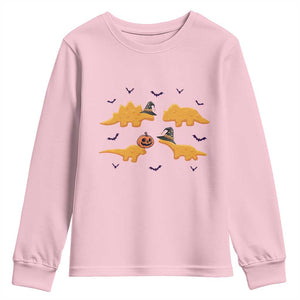 Halloween Dinosaur Nugget Youth Sweatshirt Funny Spooky Food Gift TS12 Light Pink Print Your Wear