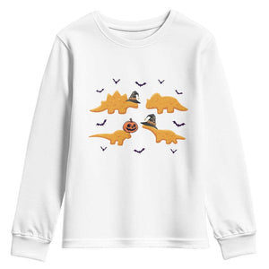 Halloween Dinosaur Nugget Youth Sweatshirt Funny Spooky Food Gift TS12 White Print Your Wear