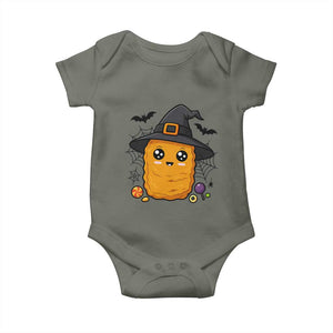 Halloween Nugget With Witch Hat Baby Onesie Funny Food Gift TS12 Military Green Print Your Wear
