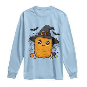 Halloween Nugget With Witch Hat Long Sleeve Shirt Funny Food Gift TS12 Light Blue Print Your Wear