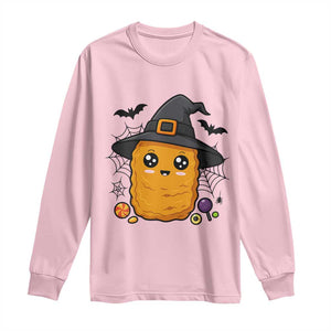 Halloween Nugget With Witch Hat Long Sleeve Shirt Funny Food Gift TS12 Light Pink Print Your Wear