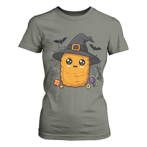 Halloween Nugget With Witch Hat T Shirt For Women Funny Food Gift TS12 Military Green Print Your Wear