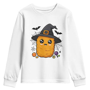 Halloween Nugget With Witch Hat Youth Sweatshirt Funny Food Gift TS12 White Print Your Wear