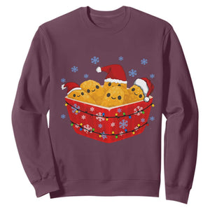 Christmas Chicken Nuggets Sweatshirt Funny Food Lover Gift TS12 Maroon Print Your Wear