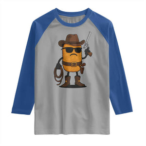 Cowboy Chicken Nugget Raglan Shirt Funny Food Gift TS12 Sport Gray Royal Print Your Wear
