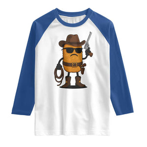 Cowboy Chicken Nugget Raglan Shirt Funny Food Gift TS12 White Royal Print Your Wear