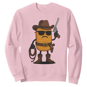 Cowboy Chicken Nugget Sweatshirt Funny Food Gift TS12 Light Pink Print Your Wear