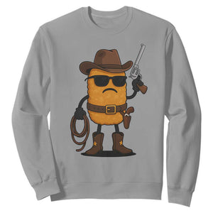 Cowboy Chicken Nugget Sweatshirt Funny Food Gift TS12 Sport Gray Print Your Wear