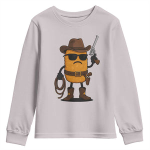 Cowboy Chicken Nugget Youth Sweatshirt Funny Food Gift TS12 Ice Gray Print Your Wear