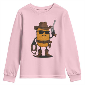 Cowboy Chicken Nugget Youth Sweatshirt Funny Food Gift TS12 Light Pink Print Your Wear