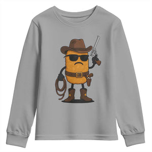 Cowboy Chicken Nugget Youth Sweatshirt Funny Food Gift TS12 Sport Gray Print Your Wear