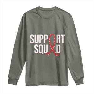 HIV AIDS Awareness Fighter Long Sleeve Shirt Support Squad Gift TS12 Military Green Print Your Wear