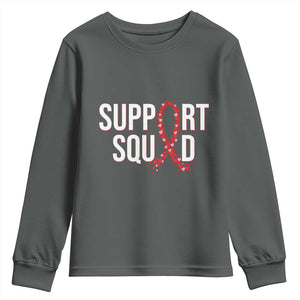 HIV AIDS Awareness Fighter Youth Sweatshirt Support Squad Gift TS12 Dark Heather Print Your Wear