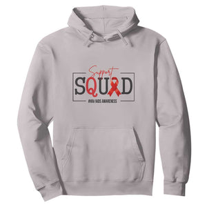 Support Squad Red Ribbon HIV AIDS Awareness Month Gift Hoodie TS12 Ice Gray Print Your Wear