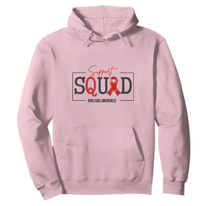 Support Squad Red Ribbon HIV AIDS Awareness Month Gift Hoodie TS12 Light Pink Print Your Wear