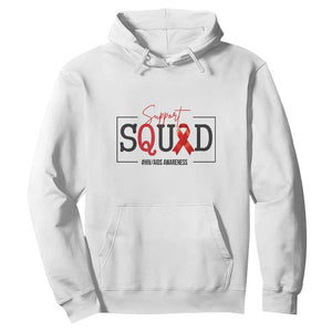 Support Squad Red Ribbon HIV AIDS Awareness Month Gift Hoodie TS12 White Print Your Wear