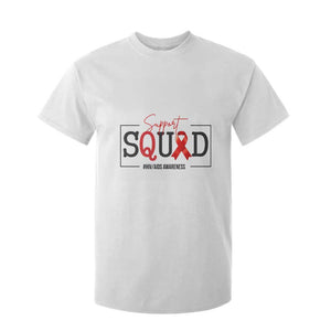 Support Squad Red Ribbon HIV AIDS Awareness Month Gift T Shirt For Kid TS12 White Print Your Wear