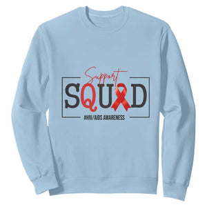 Support Squad Red Ribbon HIV AIDS Awareness Month Gift Sweatshirt TS12 Light Blue Print Your Wear