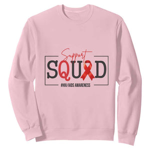Support Squad Red Ribbon HIV AIDS Awareness Month Gift Sweatshirt TS12 Light Pink Print Your Wear