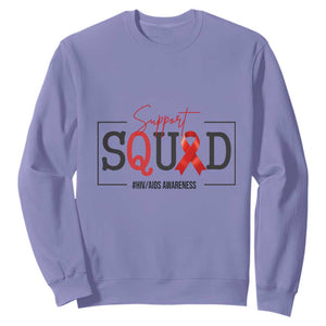 Support Squad Red Ribbon HIV AIDS Awareness Month Gift Sweatshirt TS12 Violet Print Your Wear