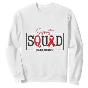 Support Squad Red Ribbon HIV AIDS Awareness Month Gift Sweatshirt TS12 White Print Your Wear