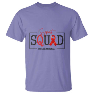 Support Squad Red Ribbon HIV AIDS Awareness Month Gift T Shirt TS12 Violet Print Your Wear