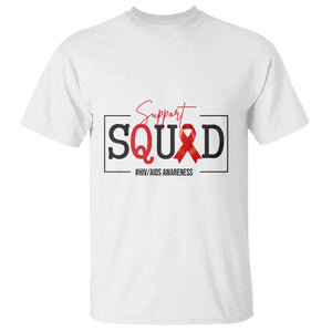 Support Squad Red Ribbon HIV AIDS Awareness Month Gift T Shirt TS12 White Print Your Wear