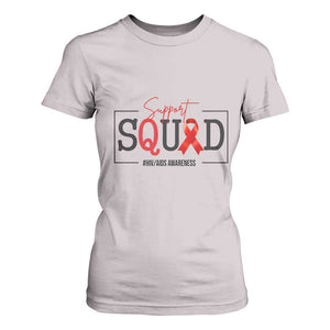 Support Squad Red Ribbon HIV AIDS Awareness Month Gift T Shirt For Women TS12 Ice Gray Print Your Wear