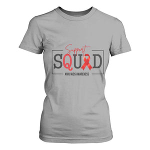 Support Squad Red Ribbon HIV AIDS Awareness Month Gift T Shirt For Women TS12 Sport Gray Print Your Wear
