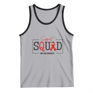 Support Squad Red Ribbon HIV AIDS Awareness Month Gift Tank Top TS12 Athletic Heather Black Print Your Wear