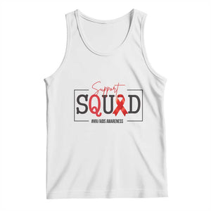 Support Squad Red Ribbon HIV AIDS Awareness Month Gift Tank Top TS12 White Print Your Wear