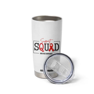 Support Squad Red Ribbon HIV AIDS Awareness Month Gift Tumbler Cup TS12 Print Your Wear