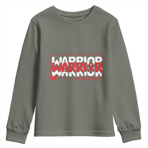 HIV Awareness Warrior Youth Sweatshirt Red Ribbon Fighter Gift TS12 Military Green Print Your Wear