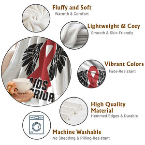 Aids Warrior Throw Blanket Red Ribbon HIV Awareness Gift TS12 Print Your Wear
