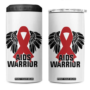 Aids Warrior 4 in 1 Can Cooler Tumbler Red Ribbon HIV Awareness Gift TS12 One Size: 16 oz White Print Your Wear