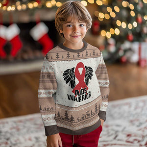 Aids Warrior Ugly Christmas Sweater Red Ribbon HIV Awareness Gift TS12 Mocha Mousse Print Your Wear