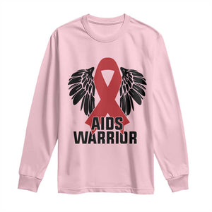 Aids Warrior Long Sleeve Shirt Red Ribbon HIV Awareness Gift TS12 Light Pink Print Your Wear