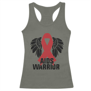 Aids Warrior Racerback Tank Top Red Ribbon HIV Awareness Gift TS12 Military Green Print Your Wear