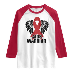 Aids Warrior Raglan Shirt Red Ribbon HIV Awareness Gift TS12 White Red Print Your Wear