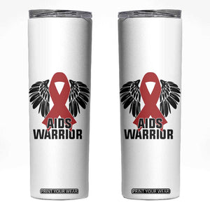 Aids Warrior Skinny Tumbler Red Ribbon HIV Awareness Gift TS12 White Print Your Wear