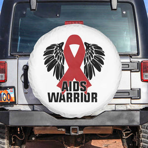 Aids Warrior Spare Tire Cover Red Ribbon HIV Awareness Gift TS12 No hole White Print Your Wear