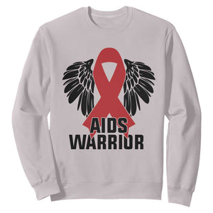 Aids Warrior Sweatshirt Red Ribbon HIV Awareness Gift TS12 Ice Gray Print Your Wear