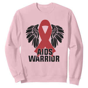 Aids Warrior Sweatshirt Red Ribbon HIV Awareness Gift TS12 Light Pink Print Your Wear